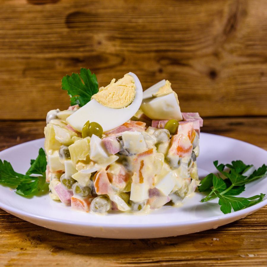 Olivier Salad with Boiled Sausage